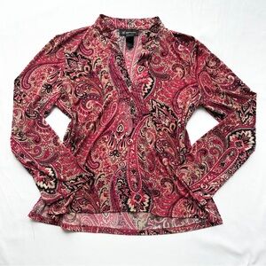 International Concepts Paisley Blouse Y2K Office Siren Boho 🌺 Size Small/Medium